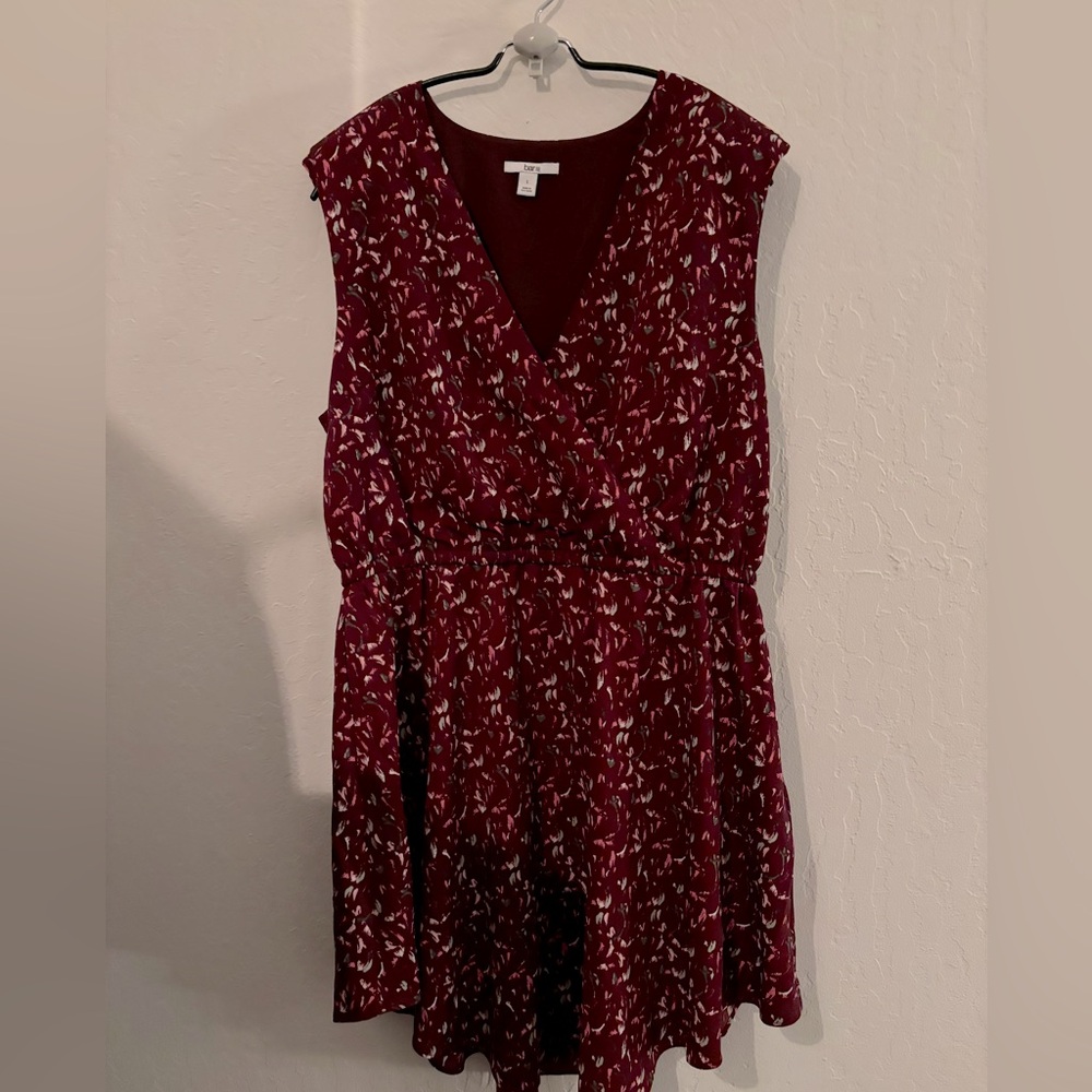 Bar III Burgundy Mini Dress with White Fleck Print